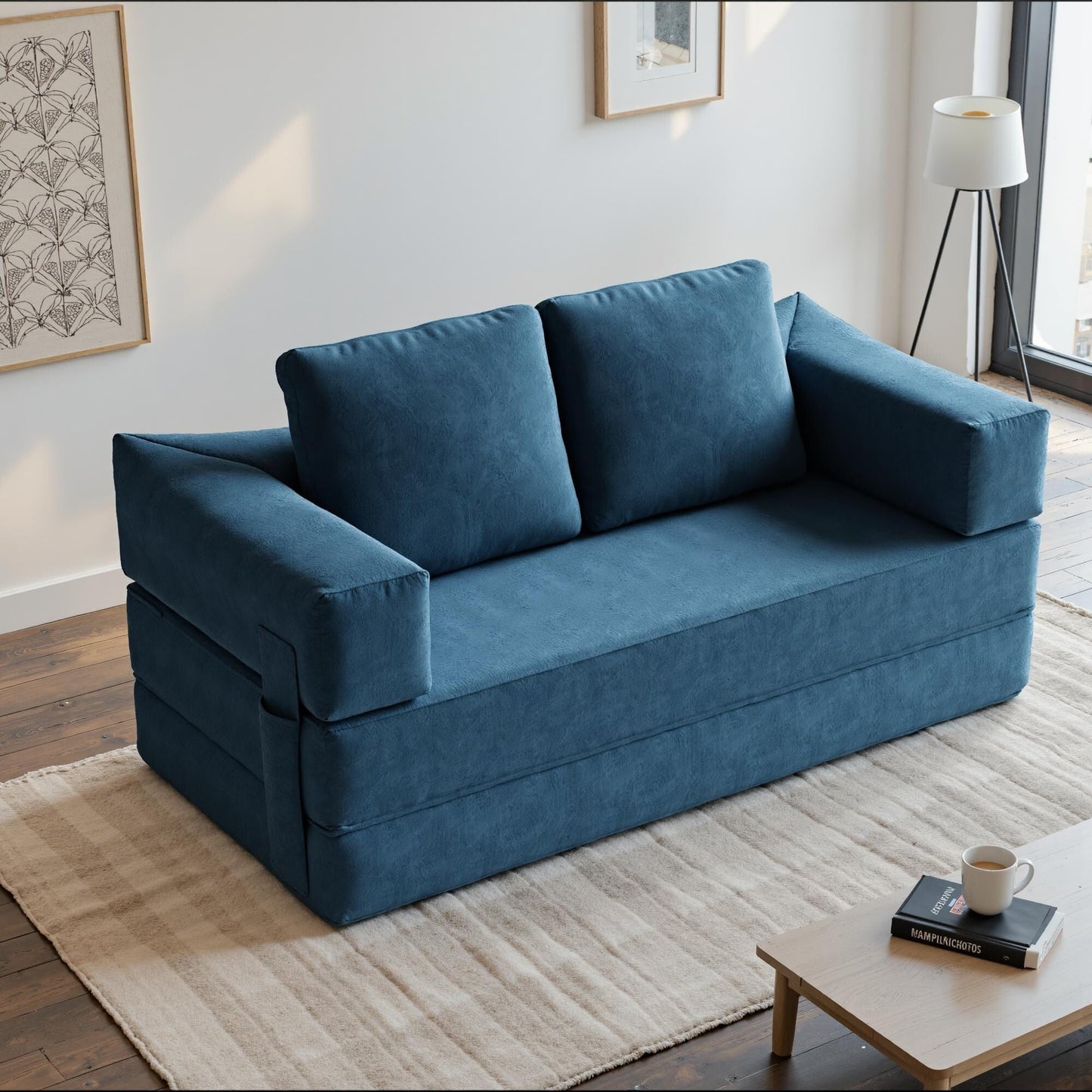 Canapé-lit convertible rembourré 70,87 $, fauteuil convertible, canapé de sol confortable pour salon, chambre, tissu chenille