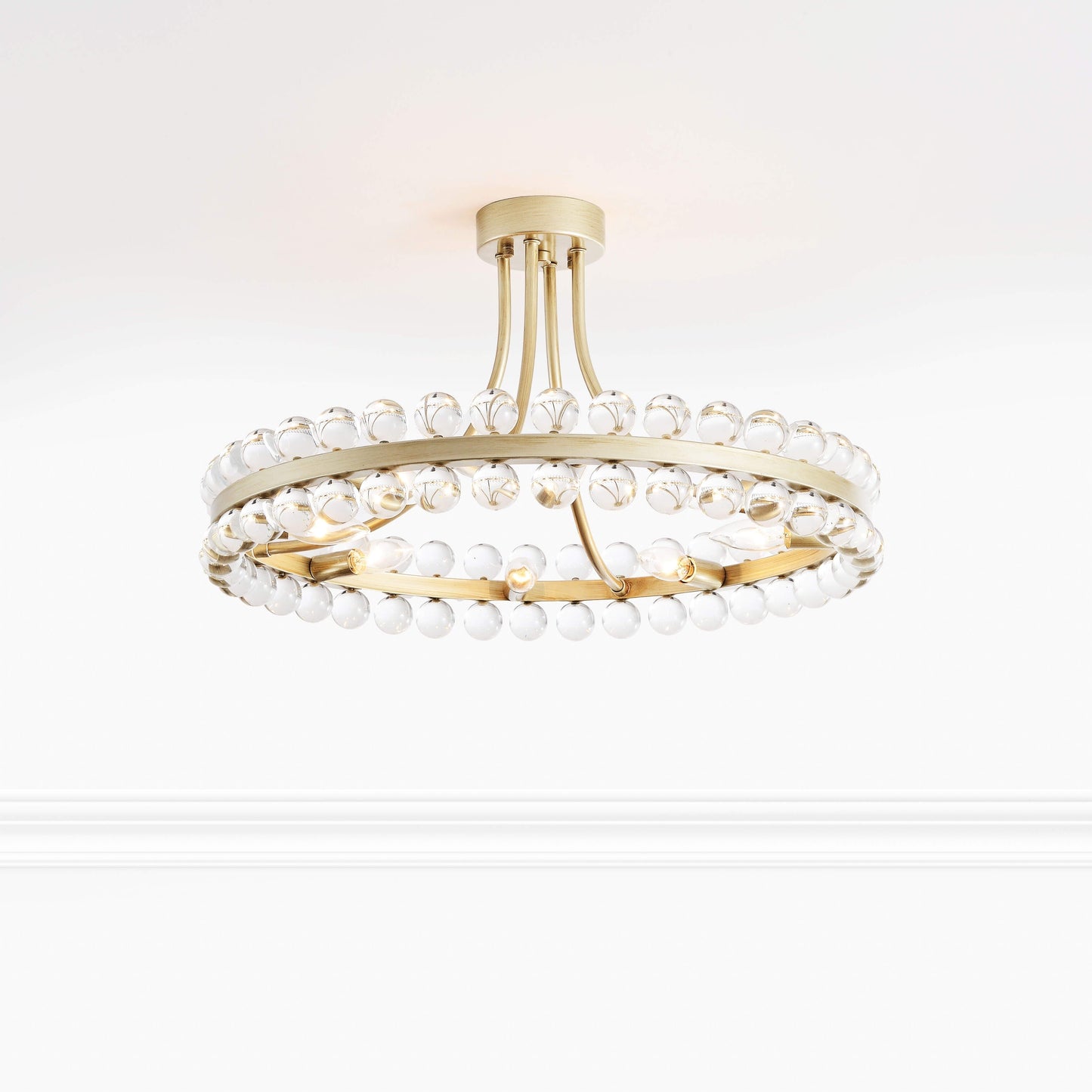 Plafonnier semi-encastré en cristal Elvira à 8 lumières, motif roue de chariot
