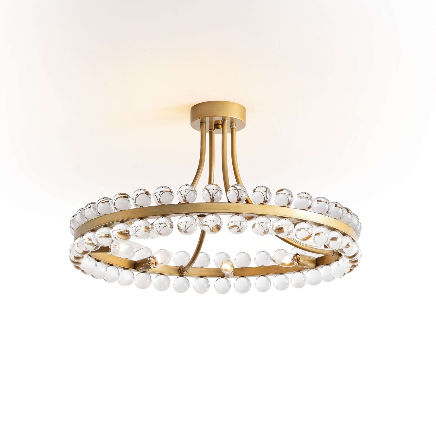 Plafonnier semi-encastré en cristal Elvira à 8 lumières, motif roue de chariot