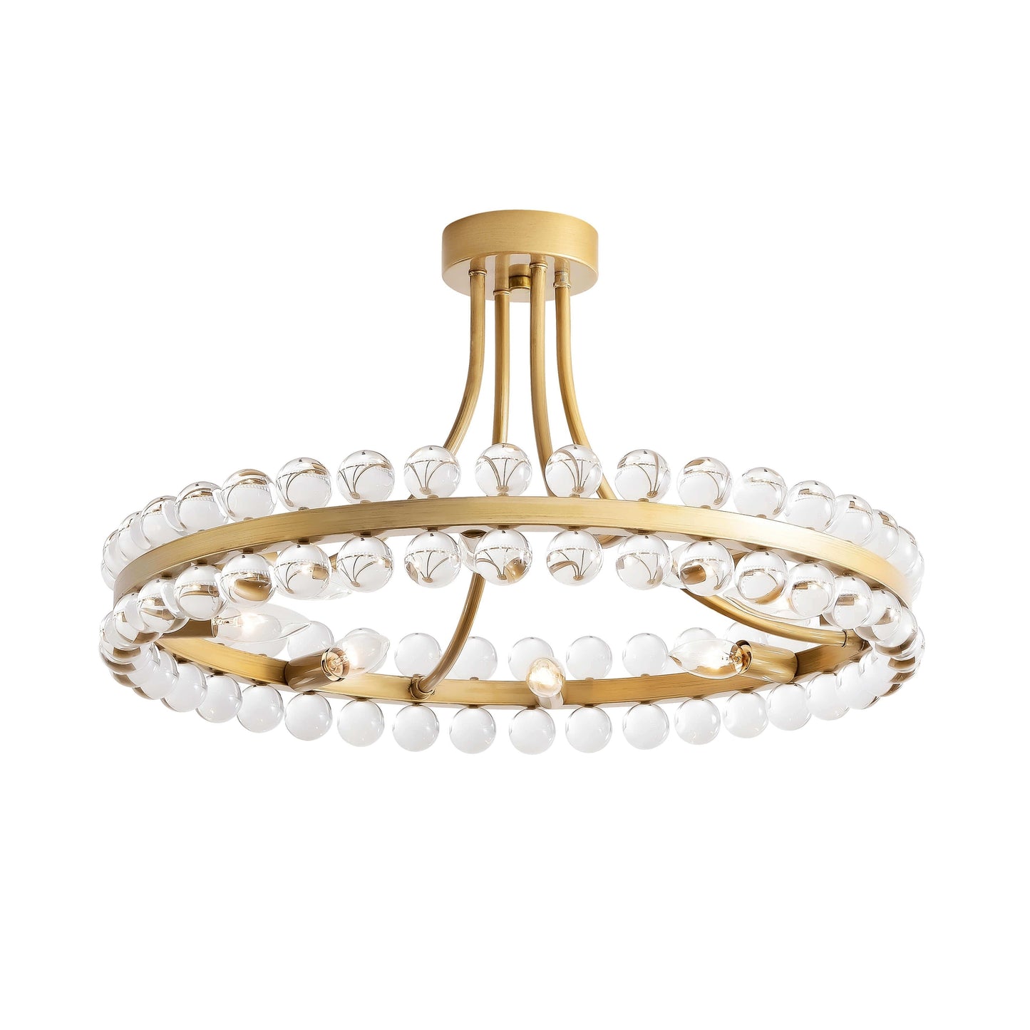 Plafonnier semi-encastré en cristal Elvira à 8 lumières, motif roue de chariot