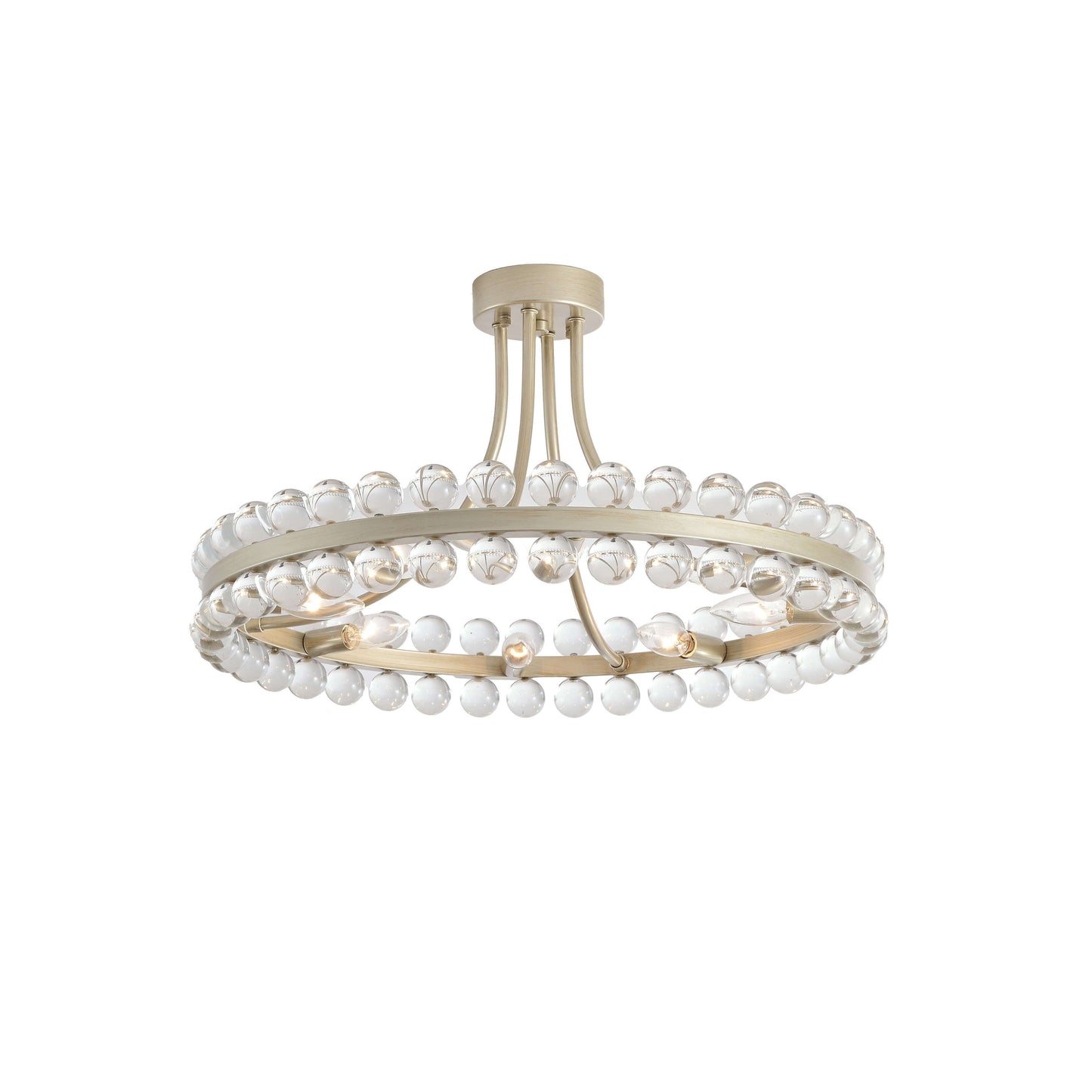 Plafonnier semi-encastré en cristal Elvira à 8 lumières, motif roue de chariot
