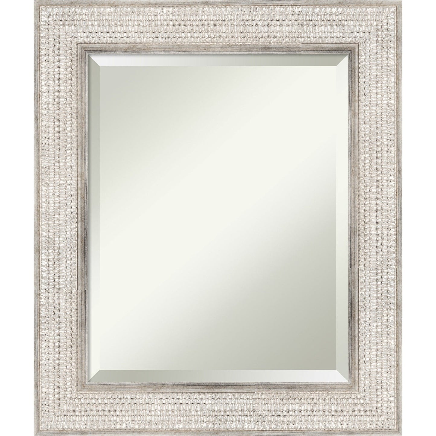 Miroir mural de salle de bain en bois biseauté - Cadre argenté Treillis - Argent Treillis