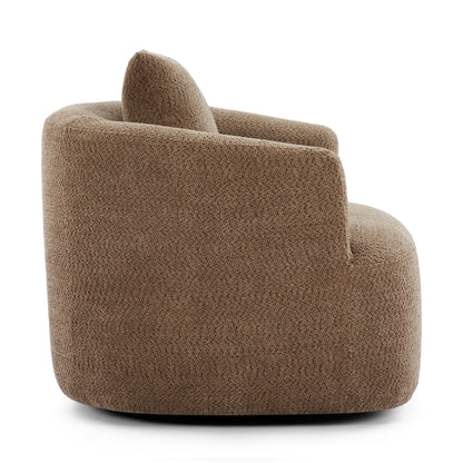 Fauteuil pivotant à 360°, fauteuil d'appoint en boucle de 38,2" avec coussin décoratif, fauteuil rembourré en forme de tonneau avec accoudoirs incurvés