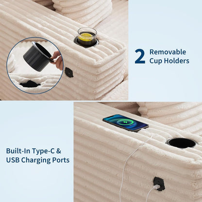 Canapé-lit rembourré de 54 pouces avec oreillers et accoudoirs Chaise de café surdimensionnée d'intérieur Canapé-lit confortable en velours côtelé