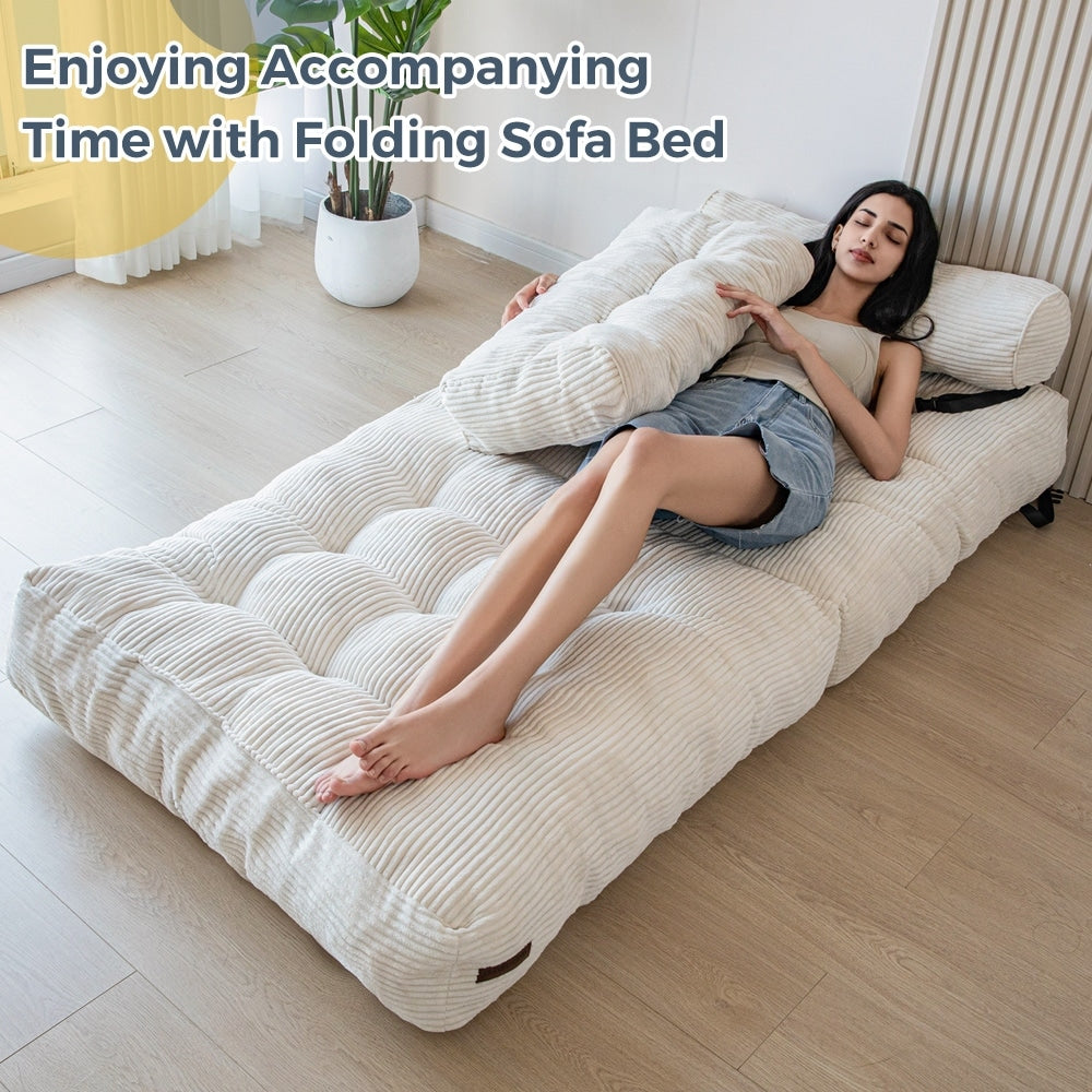 Canapé-lit pliant en velours côtelé 8 places, simple