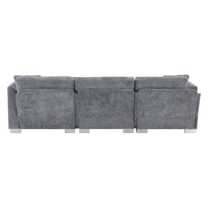Canapé sectionnel Cloud, ensemble de canapés de luxe en forme de L avec 2 oreillers gratuits, mobilier d'intérieur 4 places en chenille avec méridienne surdimensionnée