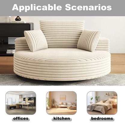 Chaise pivotante simple en velours côtelé et mousse chenille