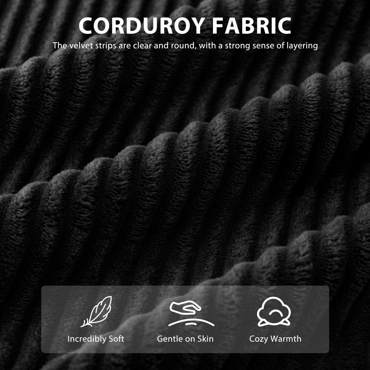 Canapé pouf rembourré en velours côtelé et mousse à mémoire de forme avec pouf - 48,4 L x 67,7 l x 24,4 H