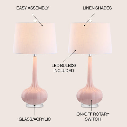 Lampe de table à LED Diamante 28,5 en verre rose (lot de 2) par JONATHAN Y