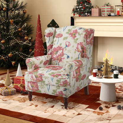 Fauteuil d'appoint moderne Erommy, fauteuil à dossier haut, canapé simple en tissu rembourré avec pieds en bois pour le salon