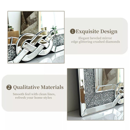 Grand miroir mural à emboîtement avec perles de cristal rectangulaires