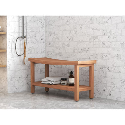 Banc de douche breveté en teck Sumba avec étagère