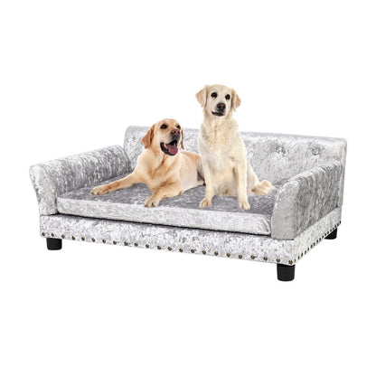 Lit pour animal de compagnie en velours capitonné avec coussin amovible
